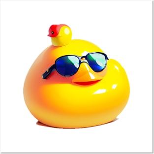 Rubber Duck Wearing Sunglasses Sticker Posters and Art